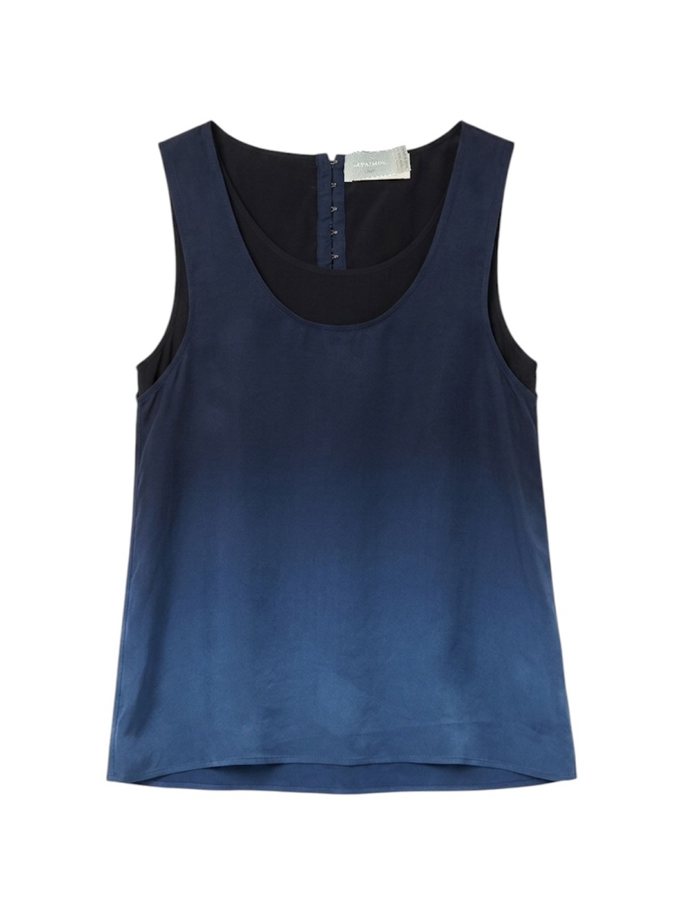 M.PATMOS 100% Silk Ombré Layered Black Blue Flowy Tank Top Size Small